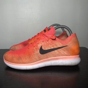Nike Free RN Flyknit 2017 Womens Size 8 Orange Running Shoes Athletic Sneakers
